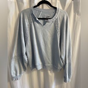 Aerie Light Blue Knit Top with Lace Detail